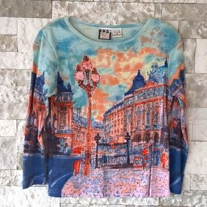 TAKE TWO Clothing Co. Vintage Top SM, Wearable Art, Paris Street Scene